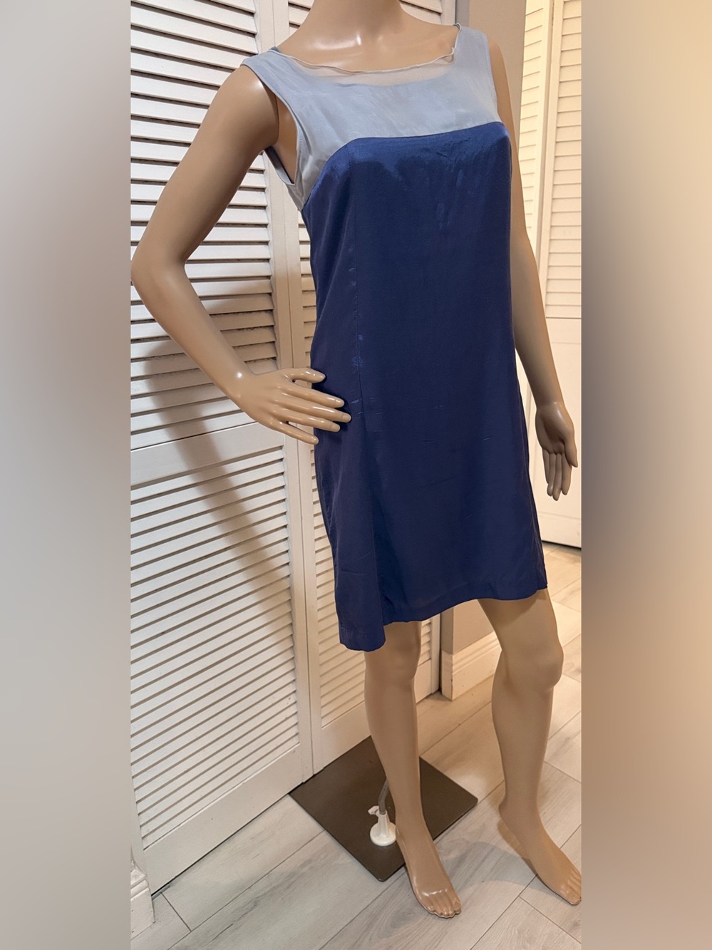 Artisan Handmade Colorblock Shift Dress Exposed Zipper Back Lined M